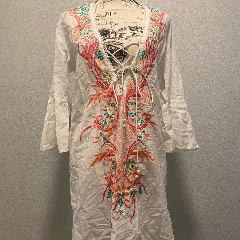 Miss June Dress Kaftan Embroidery Bell Sleeves